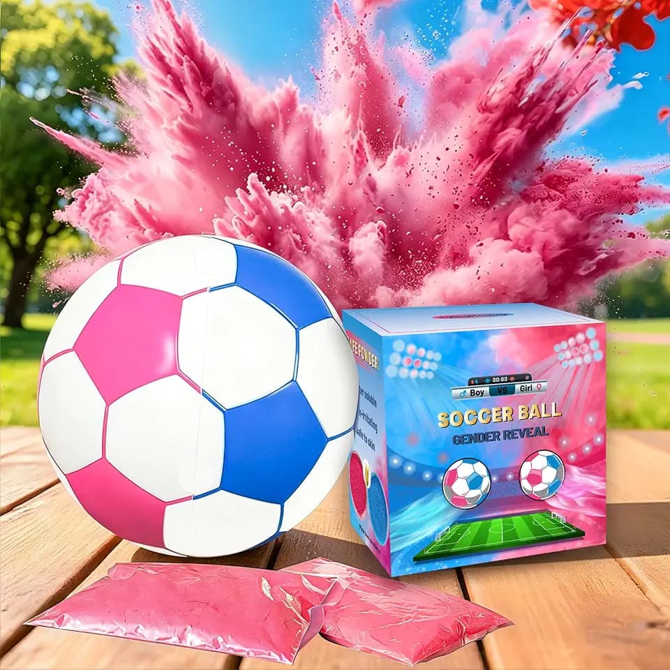 Gender Reveal Soccer Ball with Powder, Reveal Ideas for Baby Boy or Girl
