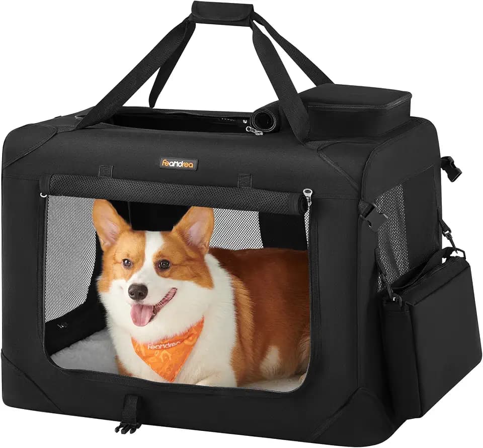 Feandrea Collapsible Soft Dog Crate, Portable Travel Carrier, 28 Inches