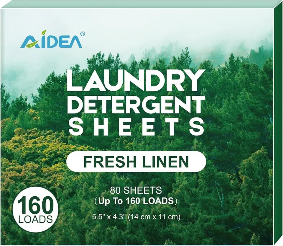 AIDEA Laundry Detergent Sheets, Fresh Linen Scent-(160 Loads) 80 Sheets