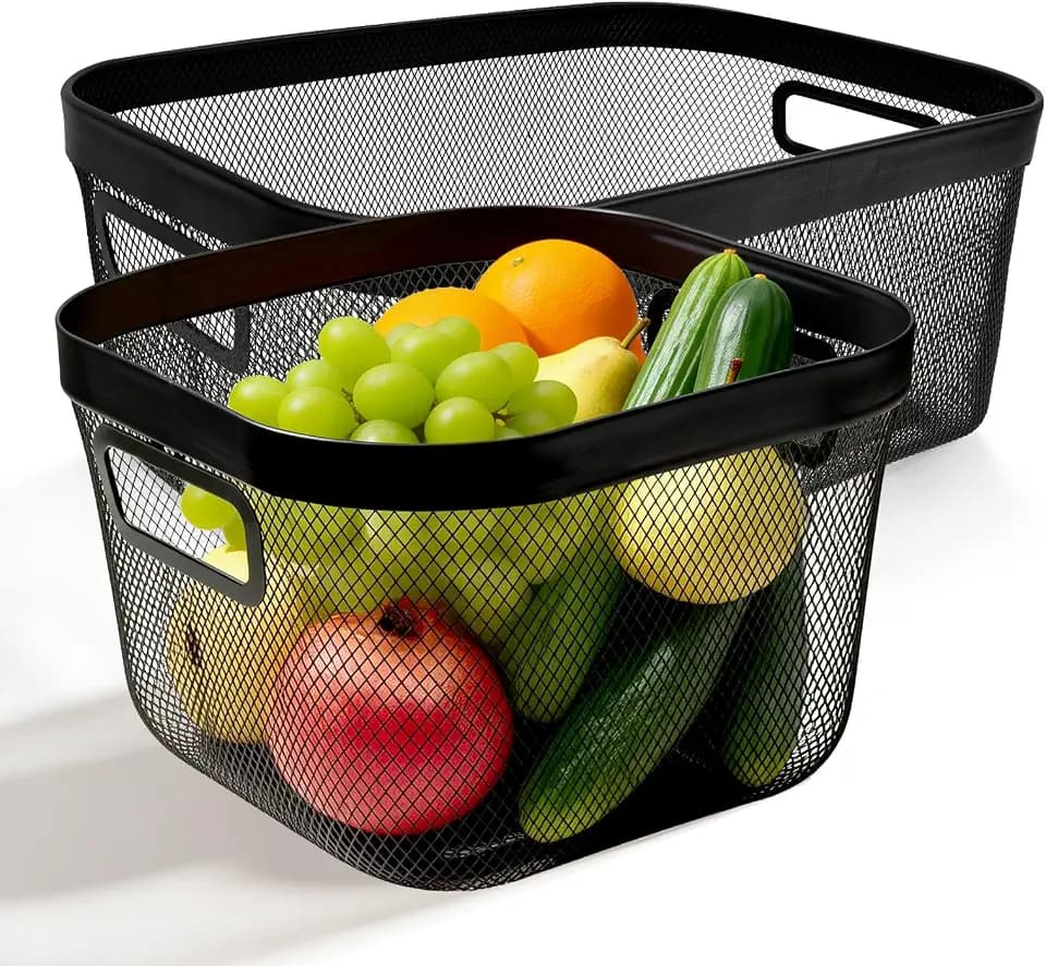 2 Pack Picnic Baskets, Garden Storage Baskets with Built-in Handle