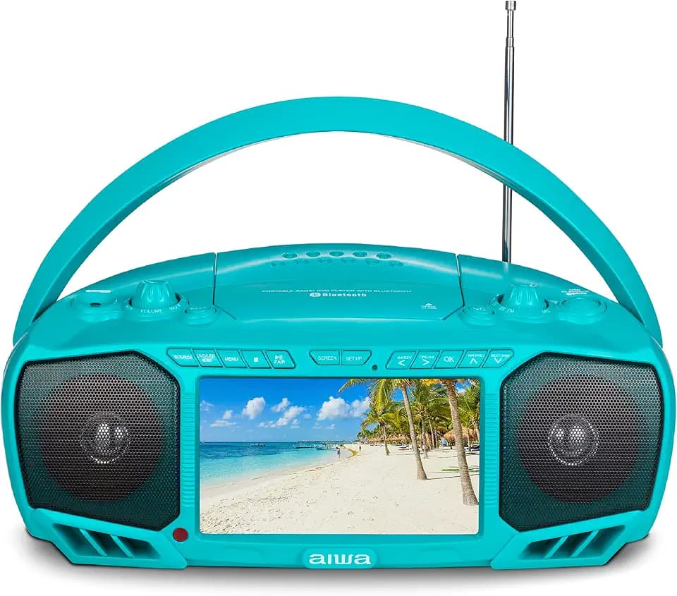 Aiwa - Portable Bluetooth Boombox with Bass and Rechargeable Battery