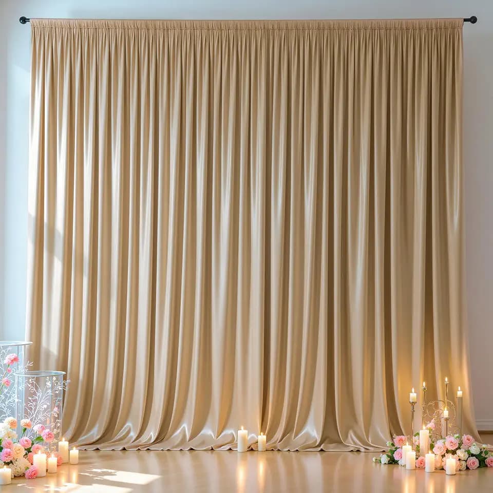 Champagne Gold Satin Backdrop Curtains 2 Panels - Glitter Photo Drapes for Baby Shower, 10x10FT Shimmer Back Drop Cloth, Wrinkle Free for Birthday Party Prom Wedding Photoshoot Background