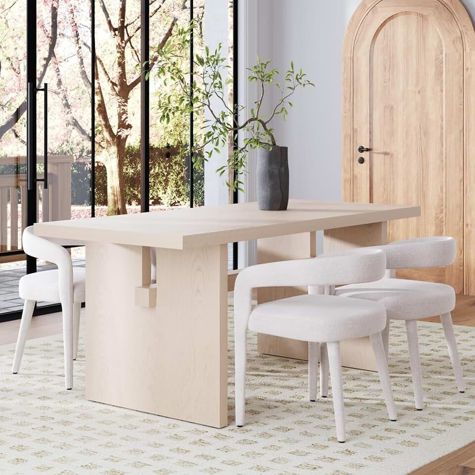 Nathan James Briggs Modern Dining Table for 6, Small Rectangle Dining Table, Solid Wood in Raw Oak