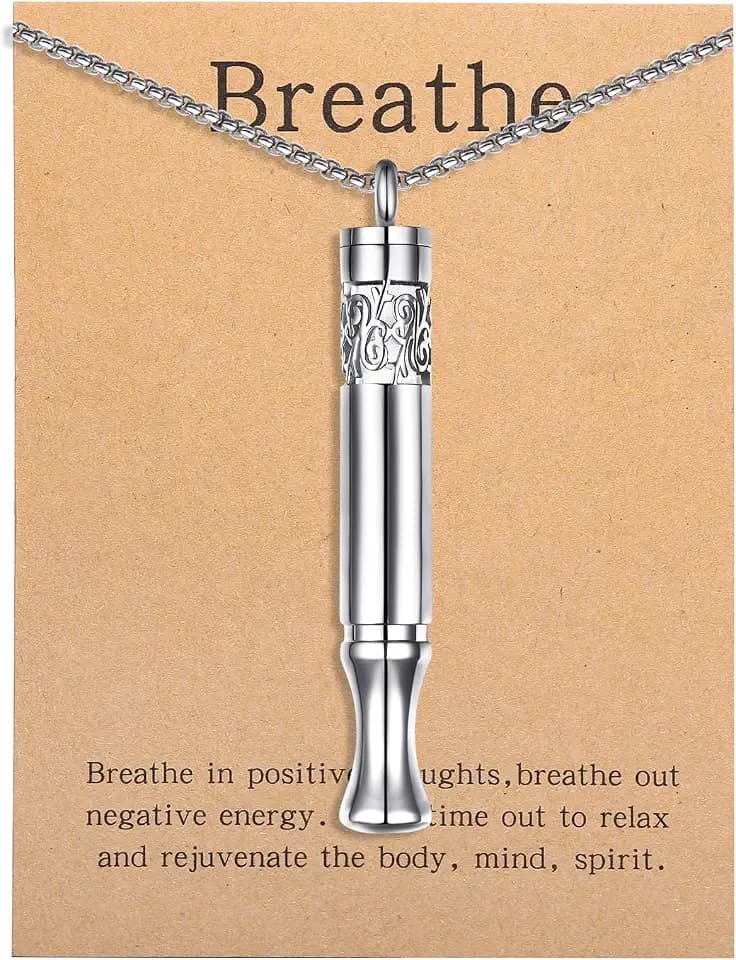 Quit Smoking Aid Necklace Stainless Steel Aromatherapy Diffuser (Steel)