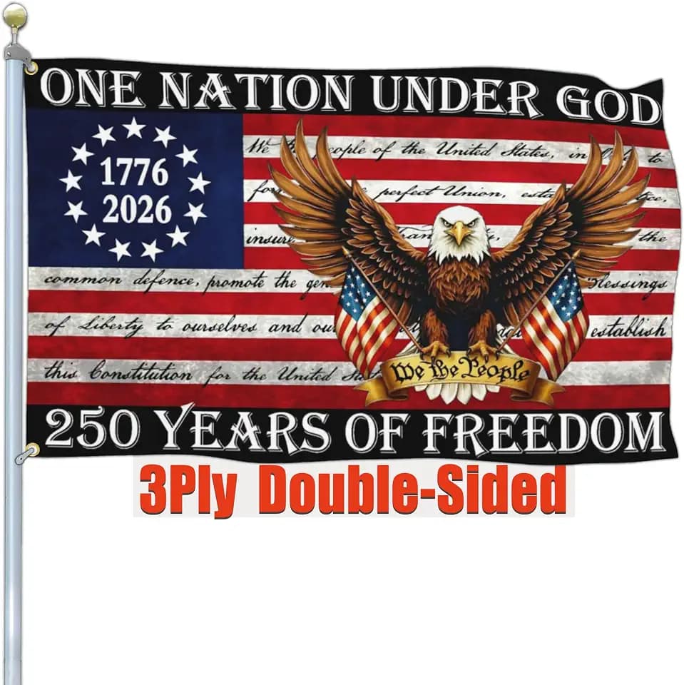 3 Ply 250 Year American Anniversary Flag 3x5 Double Sided 250 Merchandise Decorations 250th Anniversary USA Flag 4th of July We The People 1776 Patriotic American Flags for Outside Banner