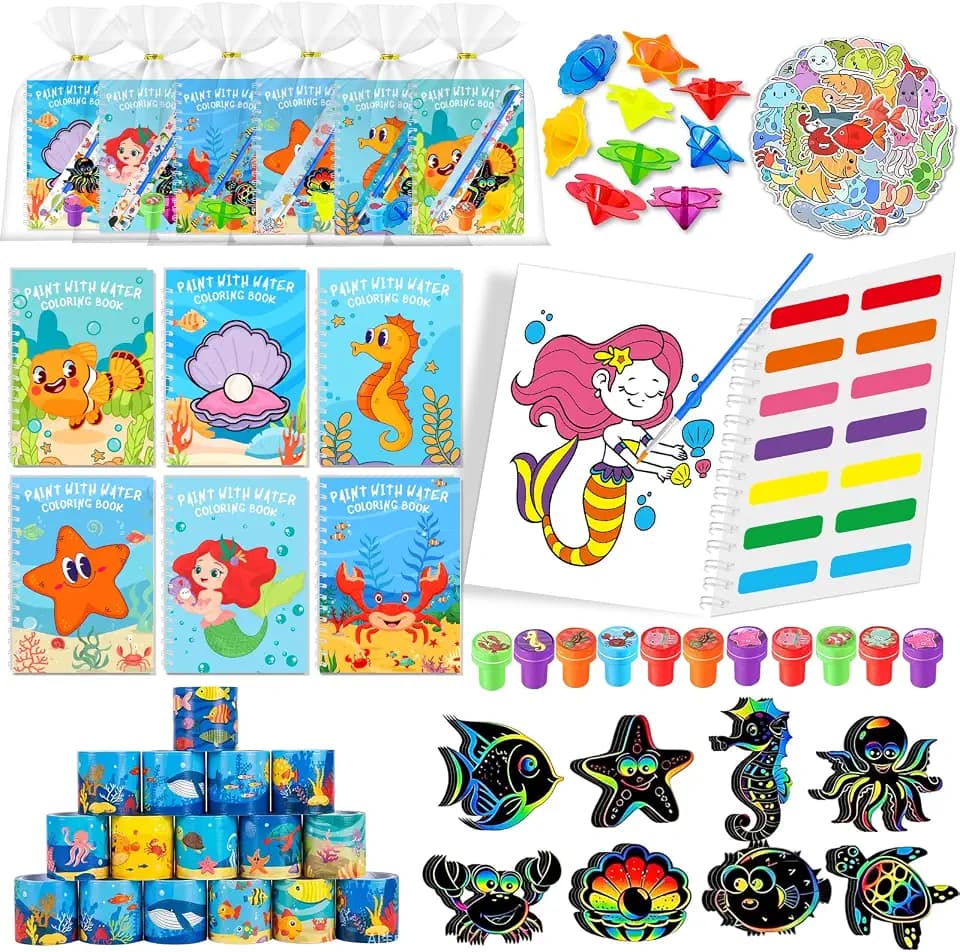 192 Under the Sea Party Favors for Kids, 24 Pack Coloring Books Set Toys Bulk for Classroom Gifts Prizes, Summer Goodie Bags Stuffers for Boys Girls Student Party Art Crafts(coloring books set)