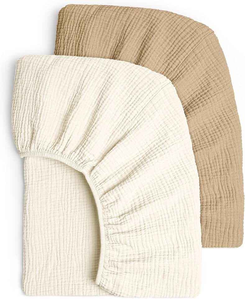 lulumoon Spannbettlaken 60x120 Musselin für Kinderbett: 100% Baumwolle