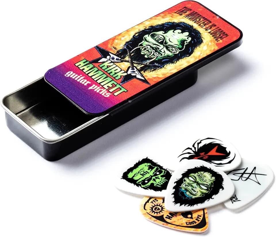 JIM DUNLOP Plektrum Hammet Monster Loose, Schachtel aus Metall mit 6 Stück, 0,88mm, Multicolor