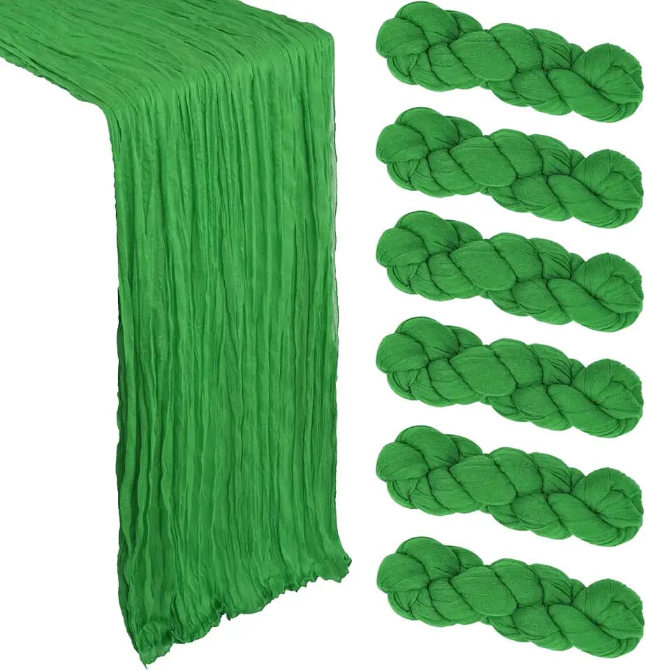 6 Pack 35 x 120 Inch Green Table Runner Cheesecloth