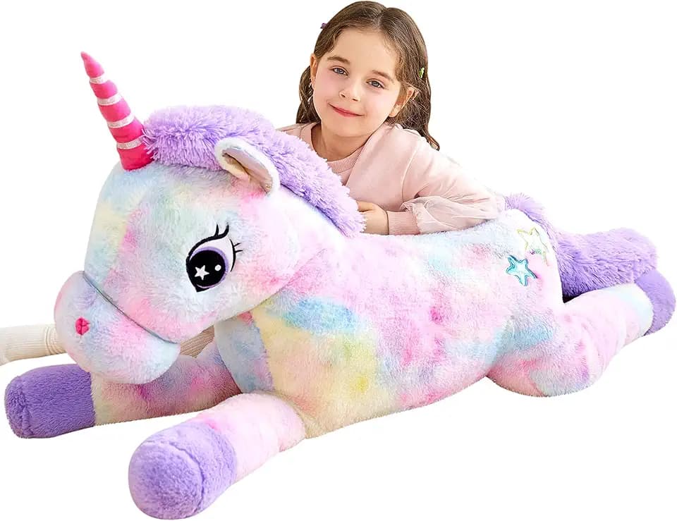 IKASA 43" Giant Unicorn Stuffed Animal, Super Soft, Zipper-Free Plush