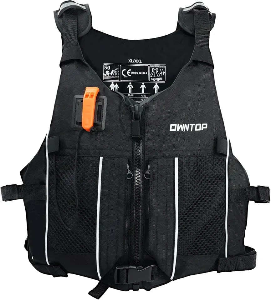 Owntop Schwimmhilfen Erwachsene Jugend mit Trinkrucksack, Pfeife, Mesh Taschen| Verstellbare Auftriebsweste| Leichte Schwimmjacke Unisex für SUP, Kajakfahren, Angeln Alle Wassersportarten