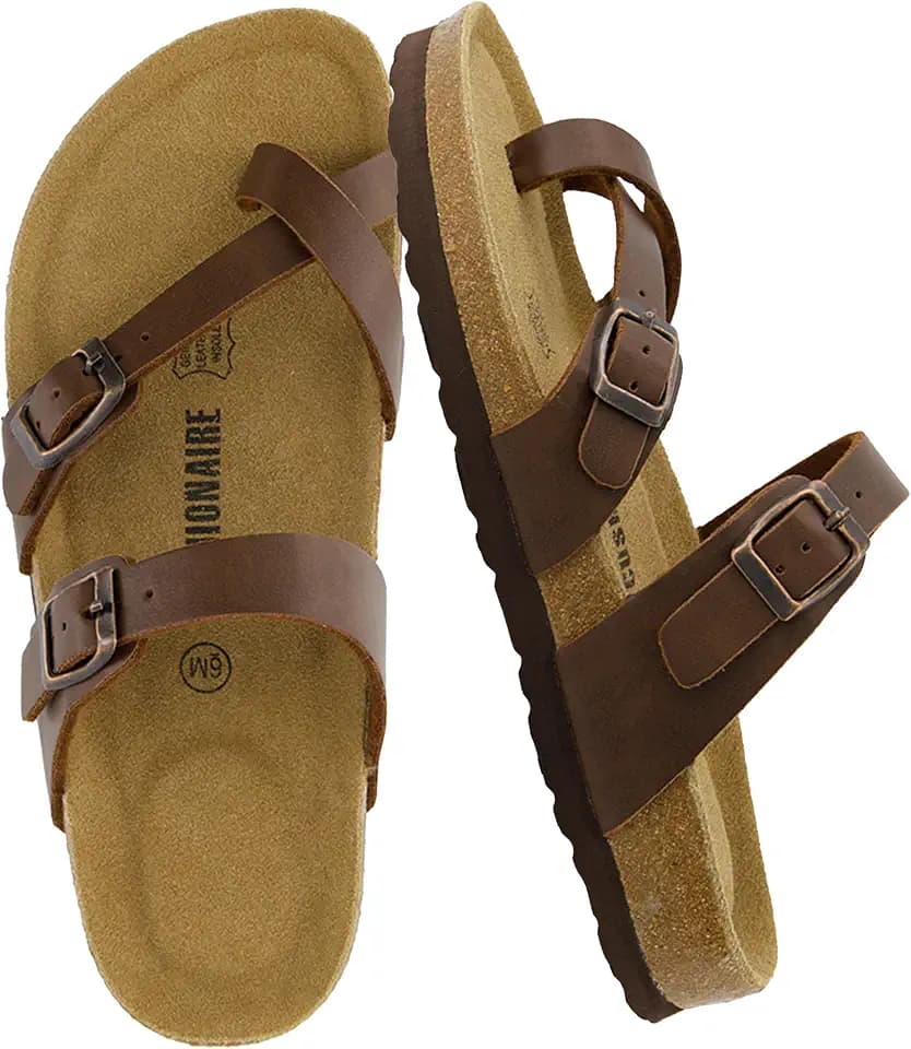 CUSHIONAIRE Luna Cork Footbed Sandals for Women with Crossover Straps