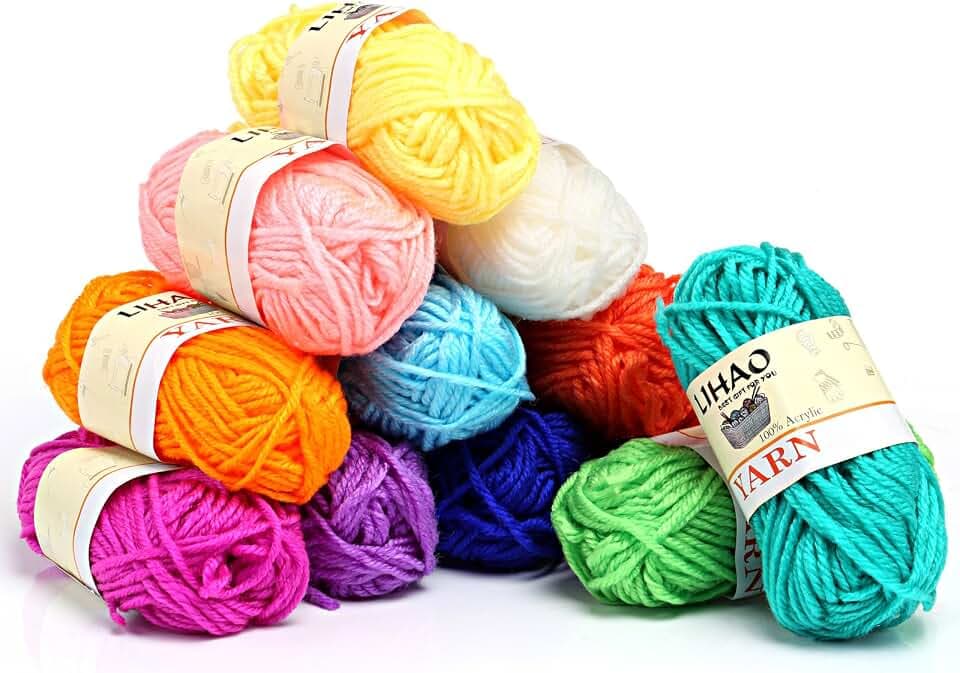 LIHAO Wolle zum Häkeln und Stricken Set - Anti-Splitting 4-Fach Garn, Reißfeste Strickwolle für Amigurumi & Handarbeiten - Weiches Häkelgarn Set, 12 x 15g