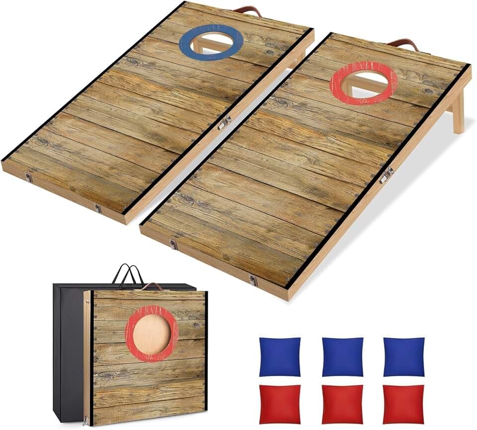NZQXJXZ Cornhole Game Set, 0.6m x 0.4m Massivholz Premium Maislochbretter
