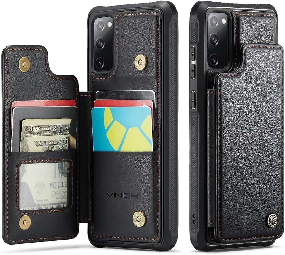 Vinich for Samsung Galaxy S20 FE Wallet Case with Card Holder, Black