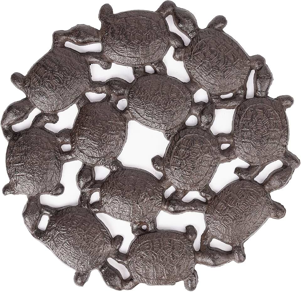 Sungmor Vintage Cast Iron Tortoises Stepping Stone, 10.4 Inches Diameter