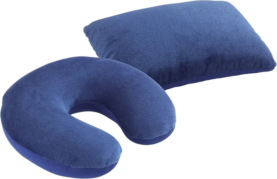 Maximex 2-in-1 Reisekissen mit Nackenstützkissen, kompaktes Reise-Kissen mit Nackenhörnchen für Unterwegs, gemütliches Kissen für Lange Autofahren, Camping und Urlaub