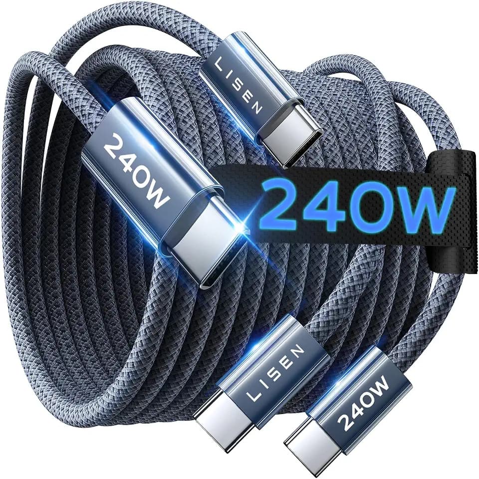 LISEN USB C to USB C Cable, 240W Fast Charging Type C Charger Cord (6.6FT)