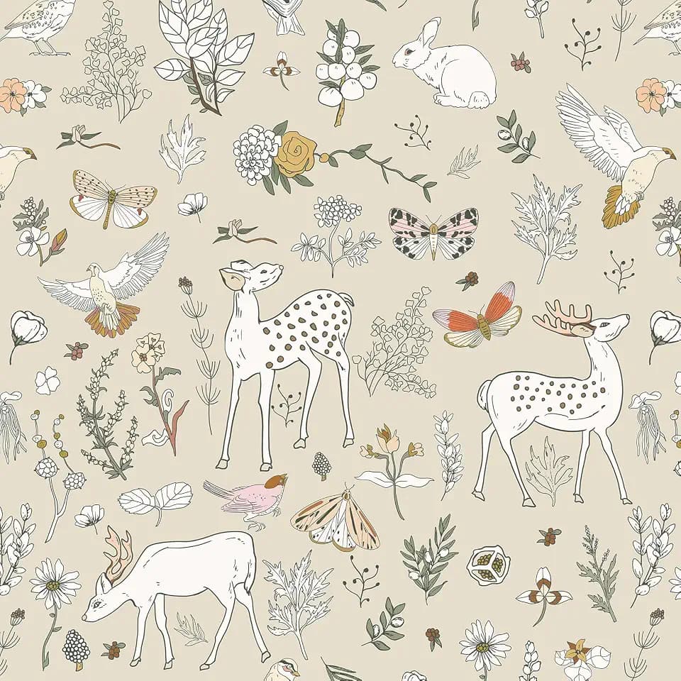 Tapete zum Abziehen und Aufkleben, beige, Tier, selbstklebende Tapete, 41 x 300 cm, Waldtapete, botanisches Kontaktpapier, wasserdichte Vinylfolie für Wohnzimmer, Kinderzimmer, 41 x 300 cm