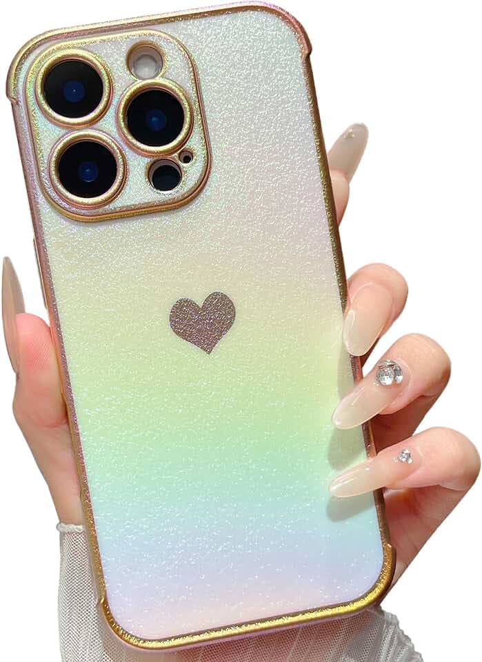 ZTOFERA Herz Handyhülle für iPhone 16 Pro (6.3"), Schillernde Weiß