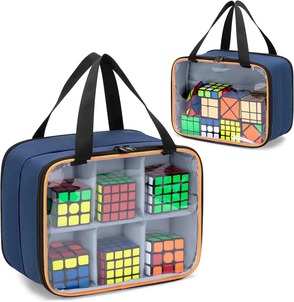LUXJA PVC Visible Speed Cube Storage with Inner Mesh Pocket, Blue
