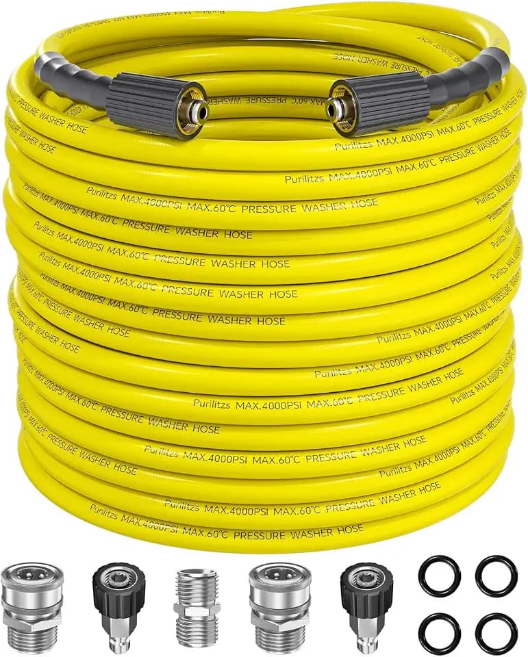 Pressure Washer Hose 100FT with M22 to 3/8'' QC Adapters, 4000PSI