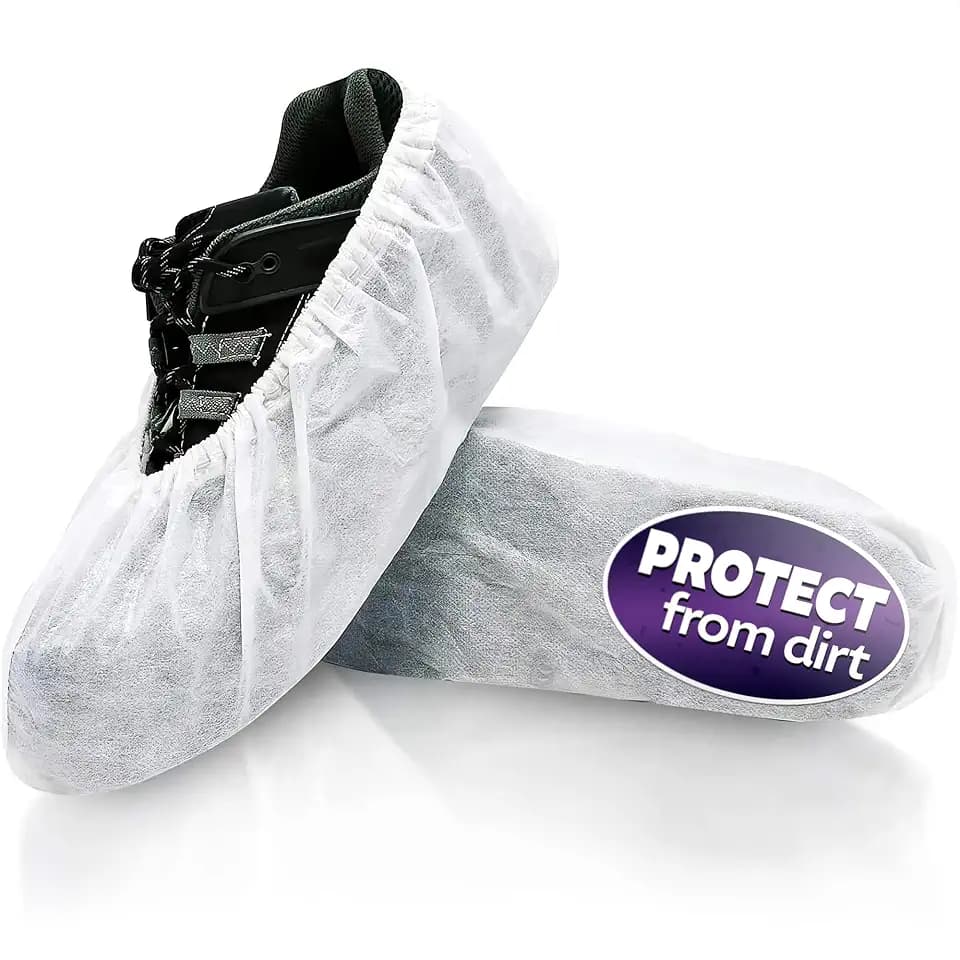 100 Pcs White Shoe Covers Disposable, 50 Pairs Non-Woven for Indoors