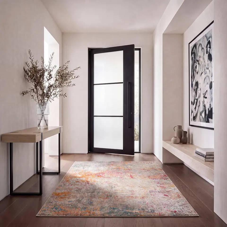 SAFAVIEH Zeitgenössische Teppich für Wohnzimmer, Esszimmer, Schlafzimmer - Madison Collection, Kurzer Flor, Grau und Türkis, 160 X 229 cm