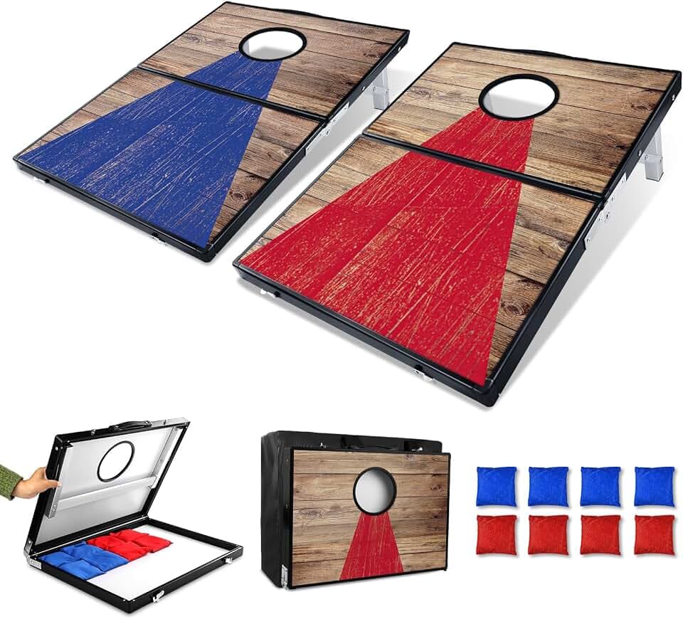 NZQXJXZ Cornhole Set Outdoor, 2 in 1 Cornhole Game mit 8 Sitzsäcken & Tragetasche für Hinterhof, Rasen, Strand, Camping Outdoor Game Set