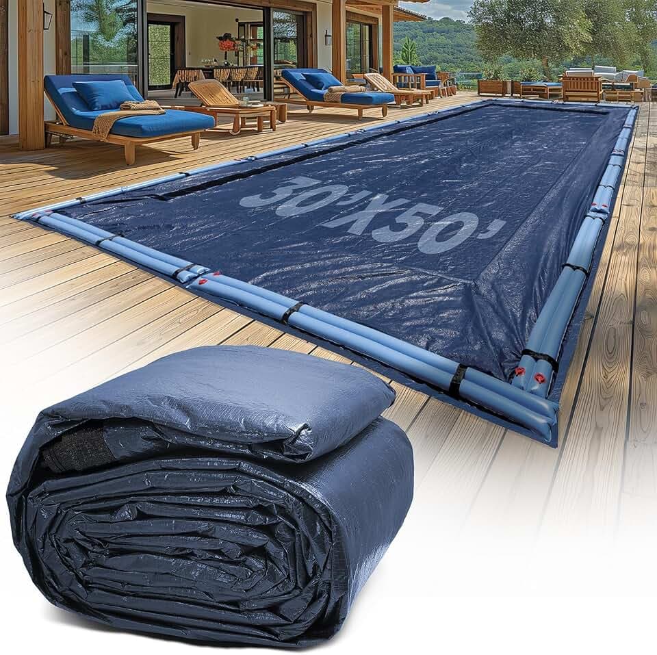 30x50 ft Rectangle Inground Pool Cover, Navy Blue