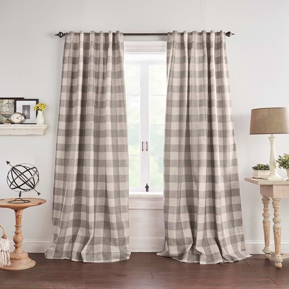 Grainger Rod Pocket Back Tab Window Curtain Panel, Gray - 52" W x 63" L