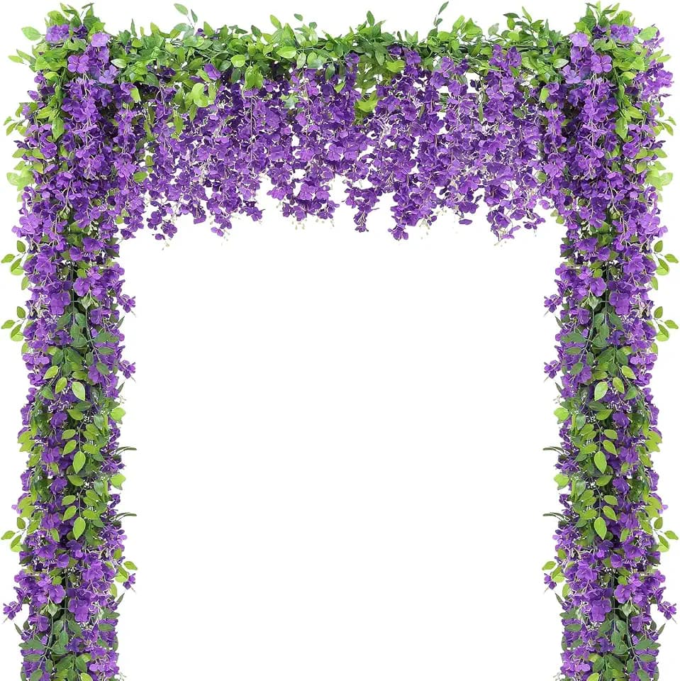 Findosom 5Pcs Total 36FT Wisteria Artificial Flowers Garland for Decoration