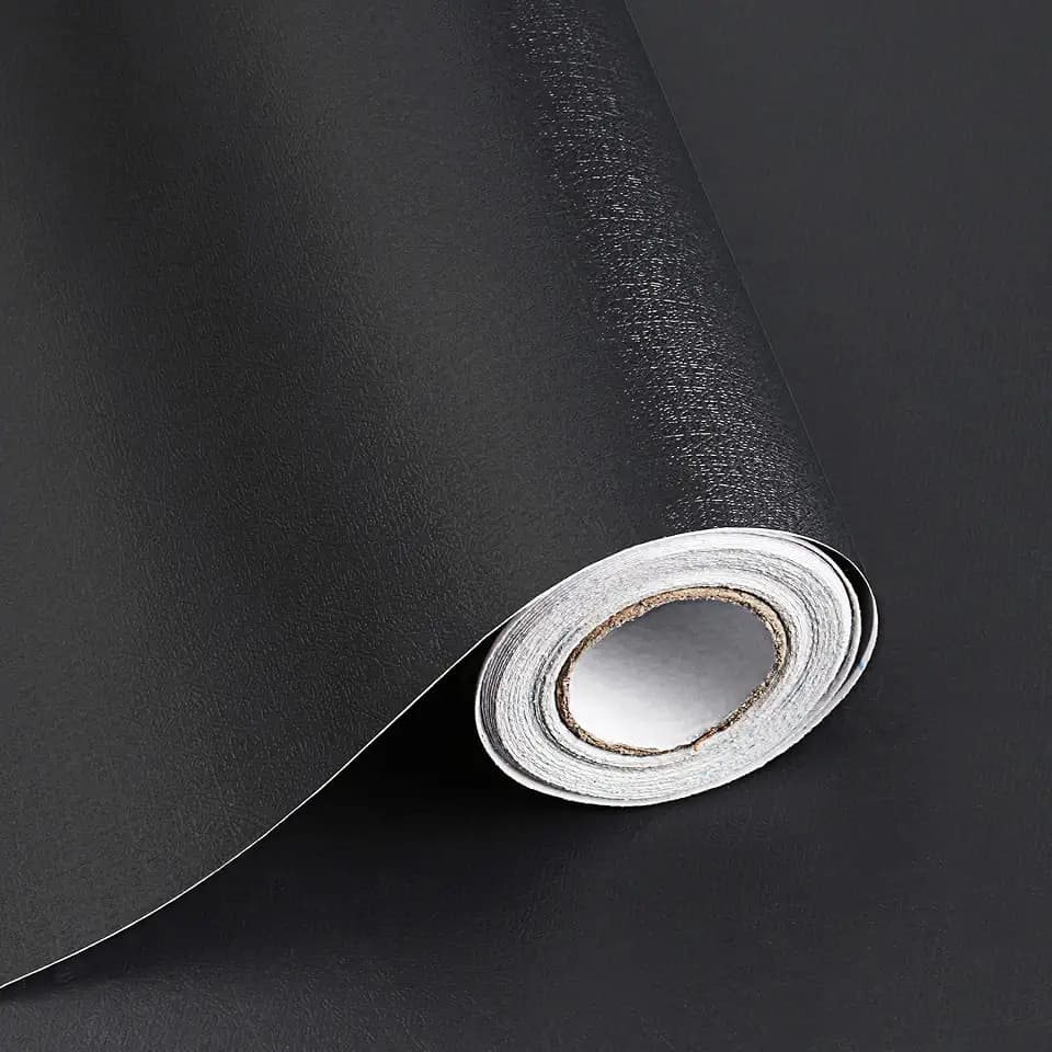 Safiyya 393 inch x17.7 inch Wallpaper Black Peel and Stick Wallpaper Decorative Self-Adhesive Black Contact Paper Waterproof Removable Wallpaper for Wall and Furniture Covering Vinyl Rolls