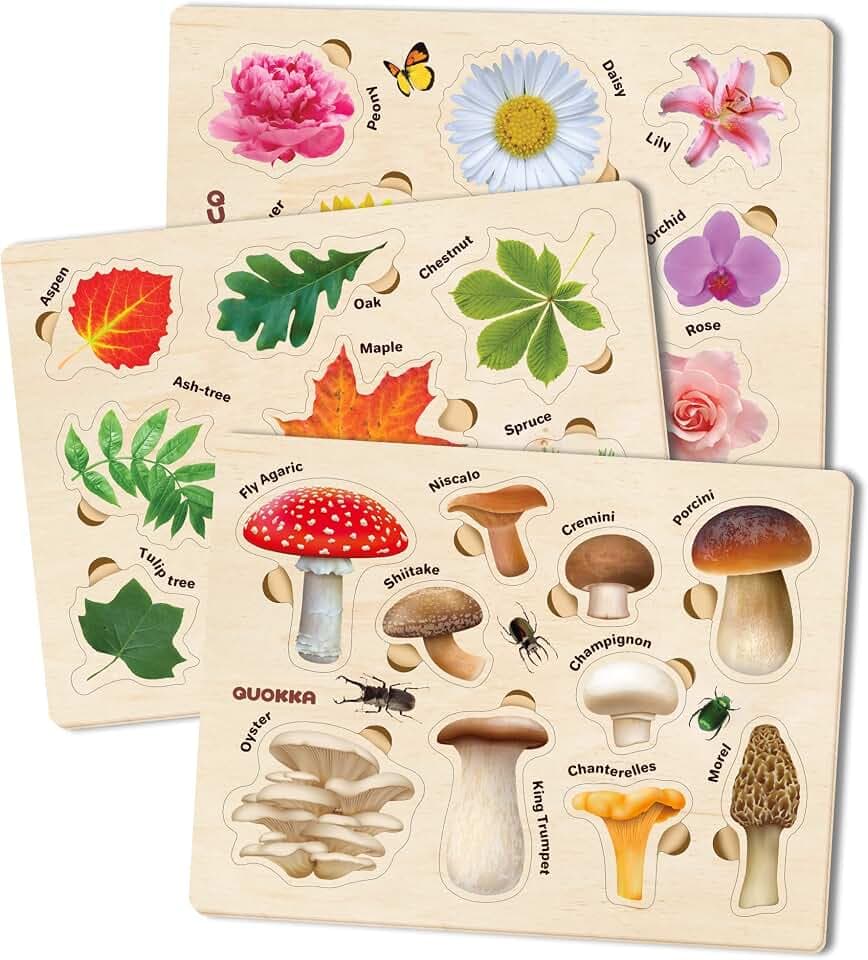 Wooden Puzzles for Toddlers 2-4 - 3 Montessori Kids Puzzles Ages 3-5