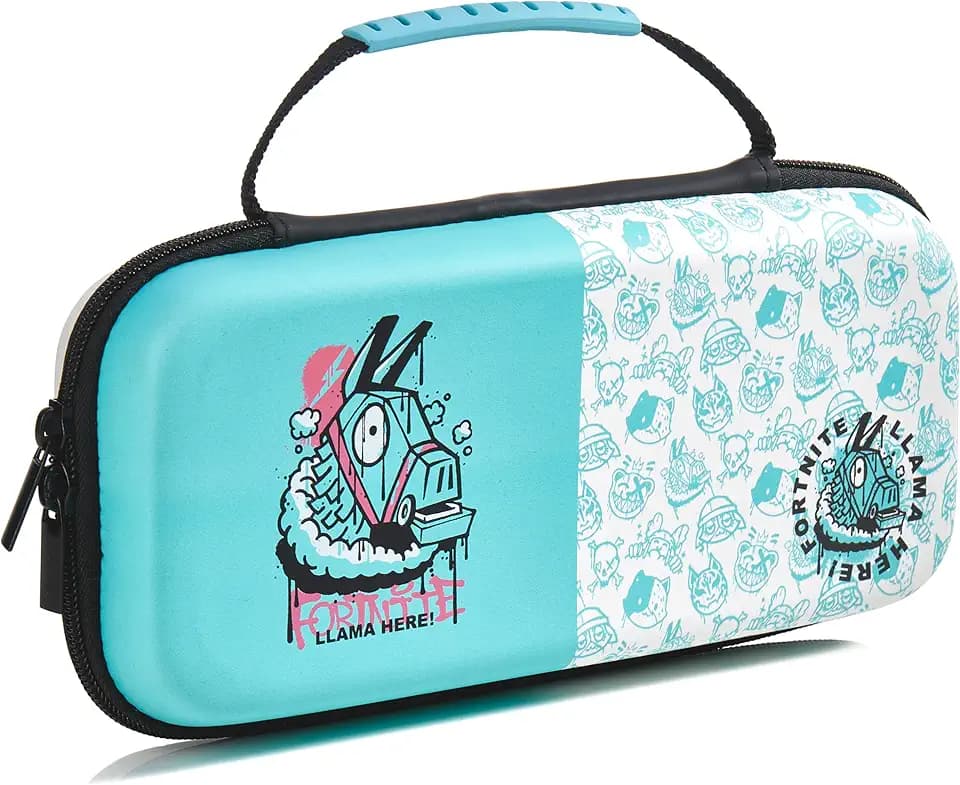 Numskull Fortnite Llama Hard Shell Travel Case for Nintendo Switch and OLED Model Console - Fits 10 Games and Switch Accessories