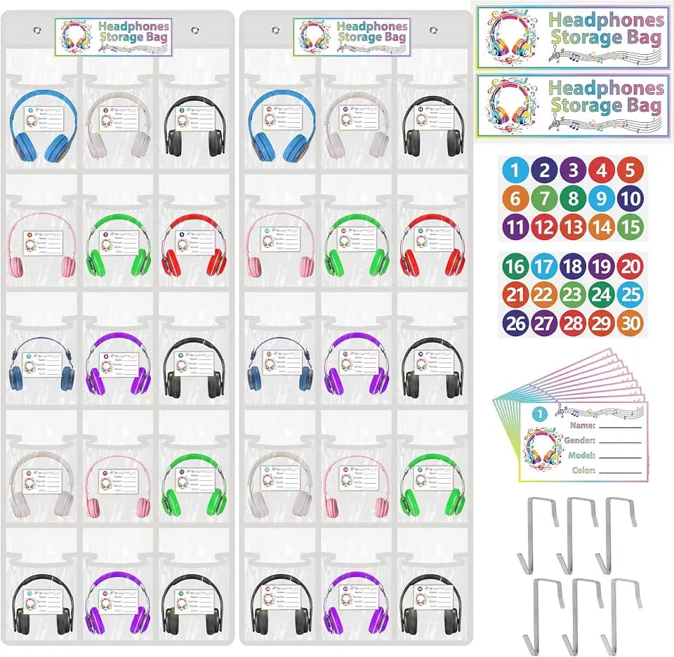 2+68P Classroom Headphone Storage Organize, 30P Earphone StorageBag