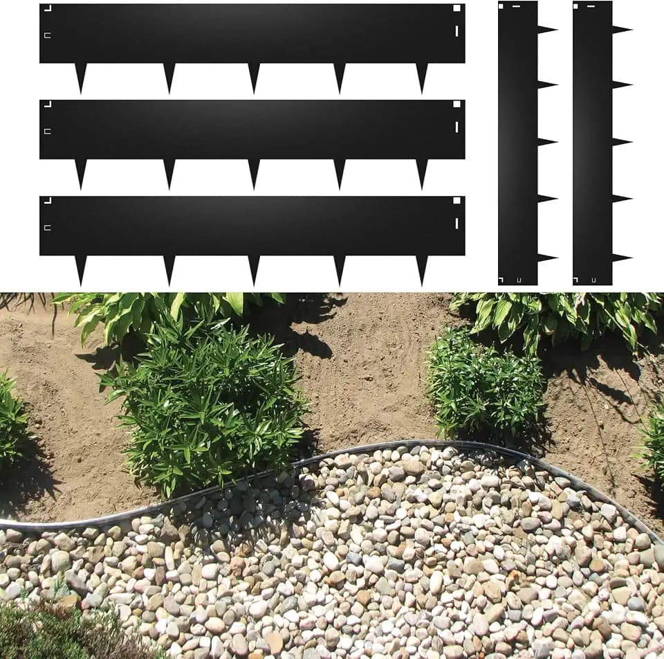 40"x6" Steel Lawn Edging, 5-Pack Metal Landscape Edging Strips,Hammer-in Garden Edging Borders,Total16.25 ft Length Bendable Landscape Edging for Yard Pathway Divider