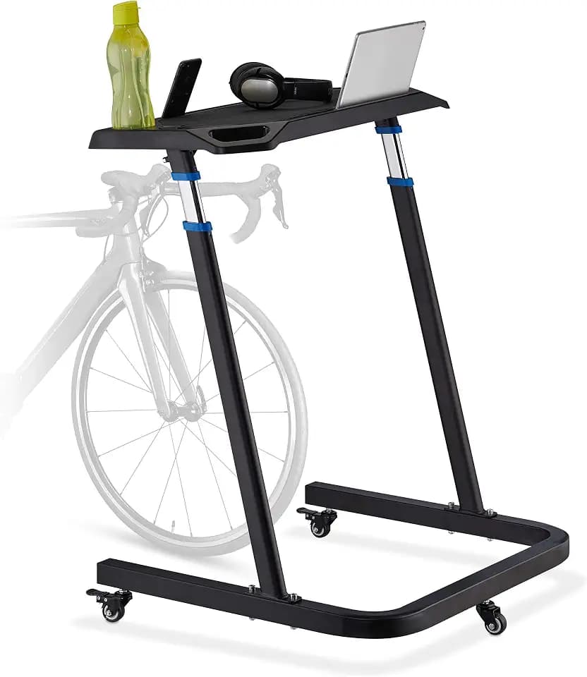 Relaxdays Multifunktionspult höhenverstellbar, Laptoptisch mit Rollen, Stehpult, Fahrradtisch, Höhe: 87-135 cm, schwarz