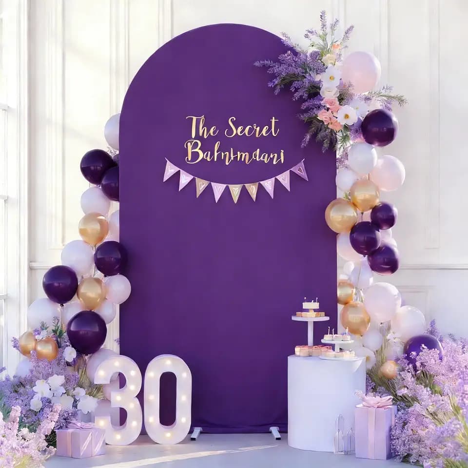 6FT Purple Arch Backdrop Cover,Spandex Fitted Balloon Arch Cover Stretchy Backdrop for Wedding Ceremony, Birthday Party, Baby Shower, Anniversary Decorations