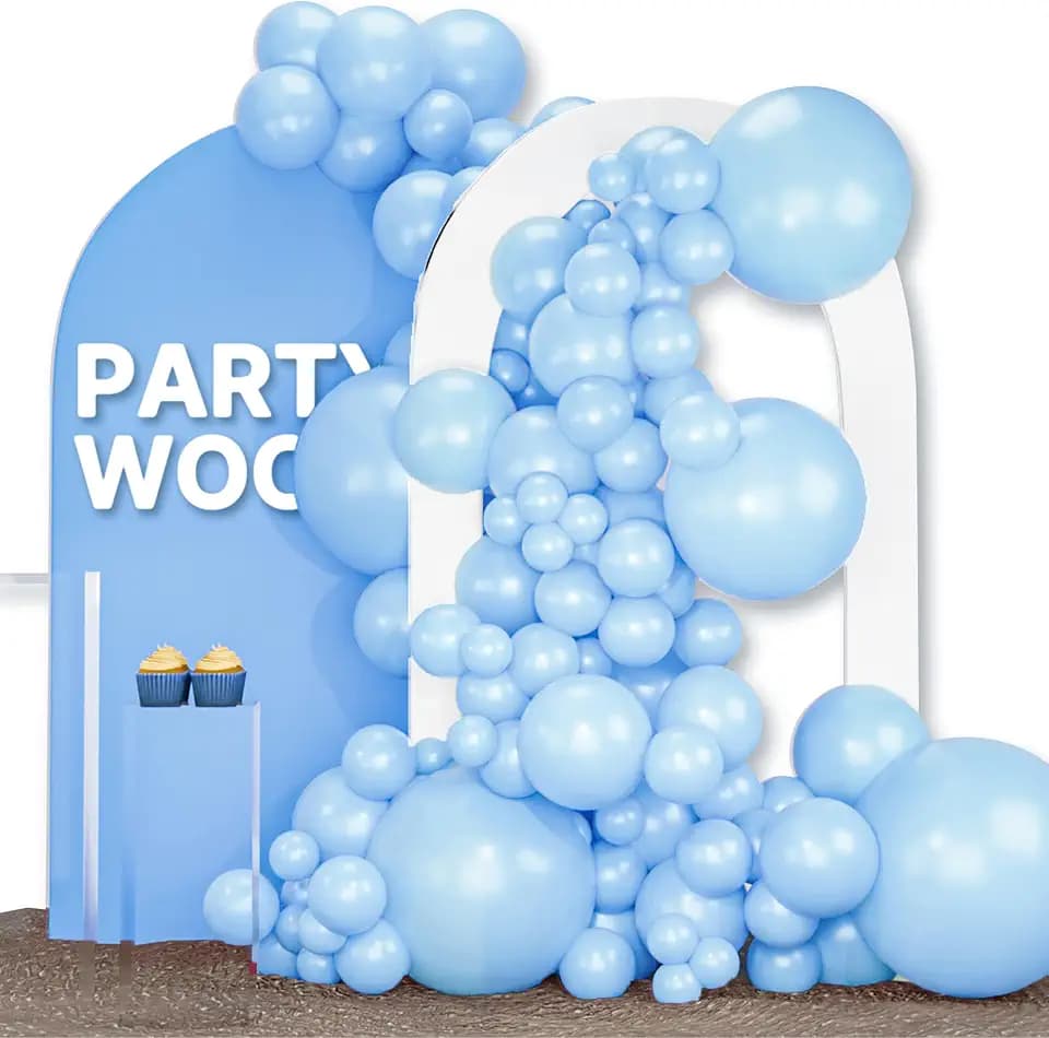 PartyWoo Light Blue Balloons 120pcs Baby Pastel Sky Aqua Blue Color