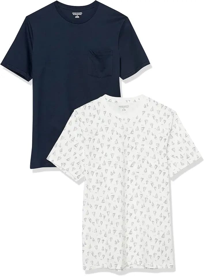 Amazon Essentials Men's Short-Sleeve Crewneck Pocket T-Shirts, Pack of 2