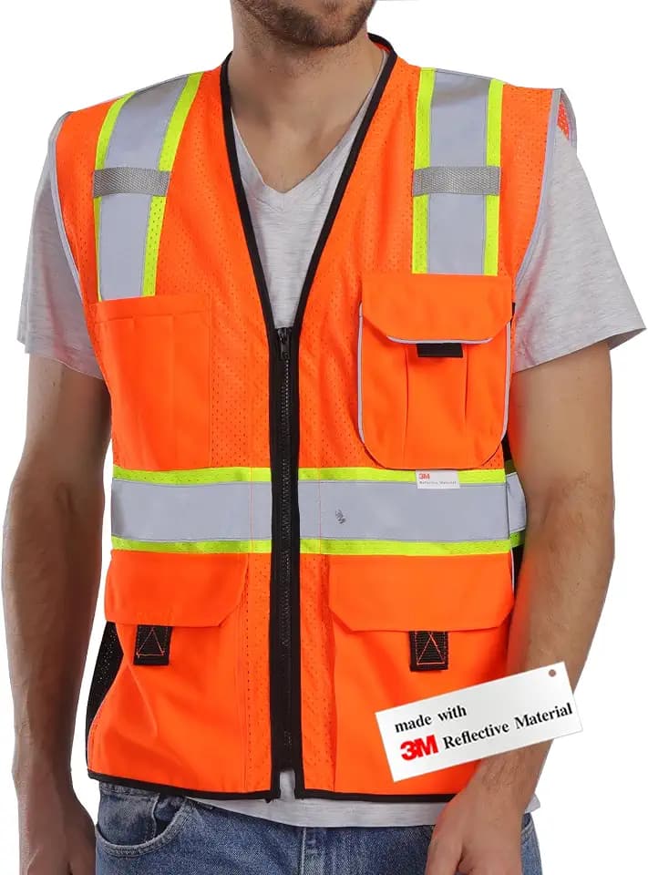 Dib Safety Heavy Duty Safety Vest Reflective with Pockets Made with 3M tape
