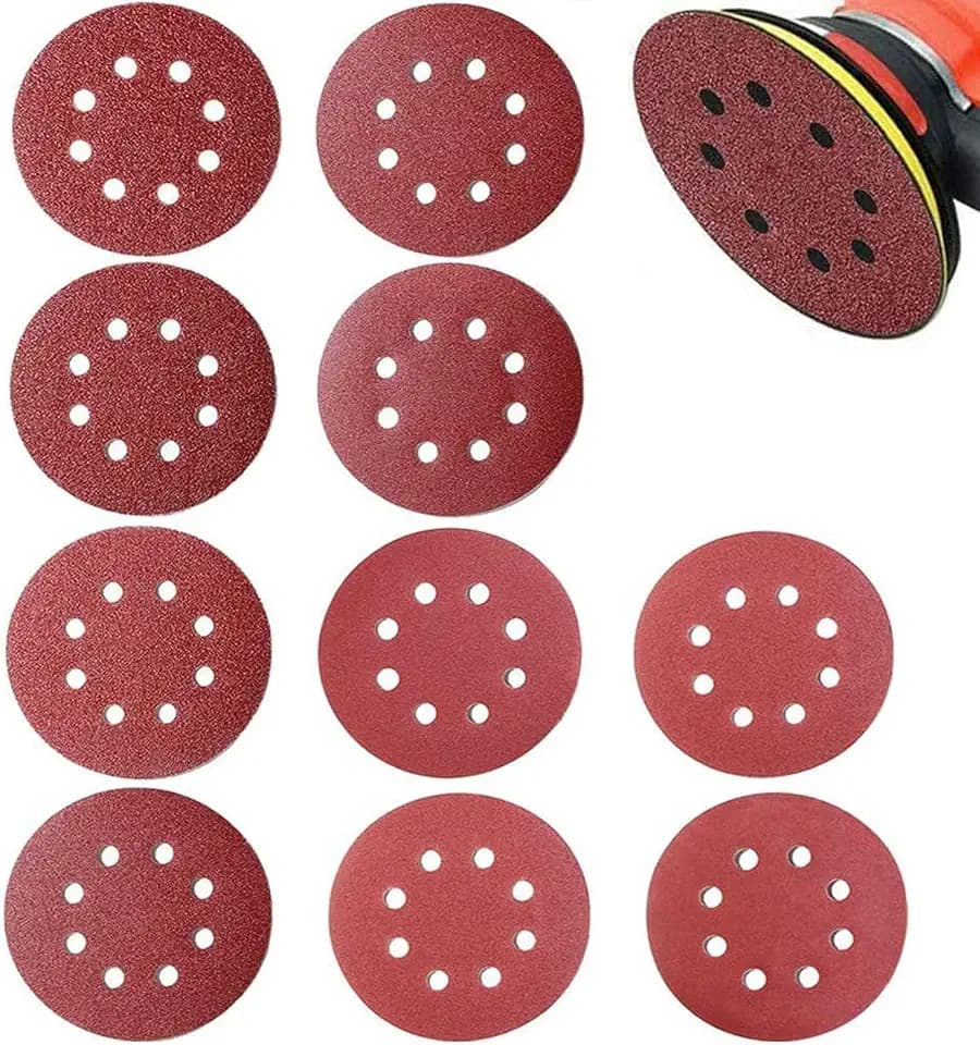 100 Stück Schleifpapier 125mm Klett, Schleifscheiben 125mm Klett Schleifpapier Set, Rund 8 Loch für Exzenterschleifer (10 x 40/60/80/120/180/240/320/400/600/800 Körnung)