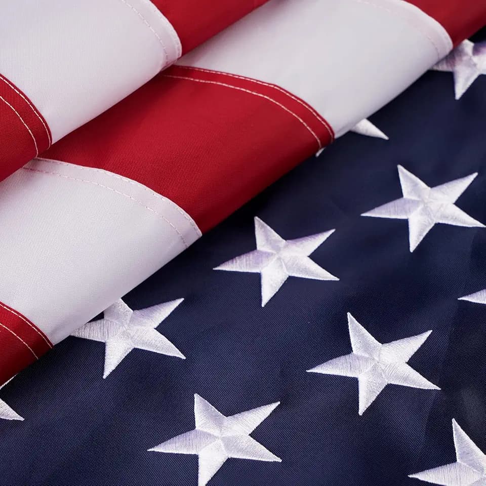 SYII American Flag 6x10 Ft Outdoor, Heavy Duty Polyester US Flags with Embroidered Stars, Sewn Stripes, and 3 Brass Grommets, All Weather America Flags for Outside High Wind