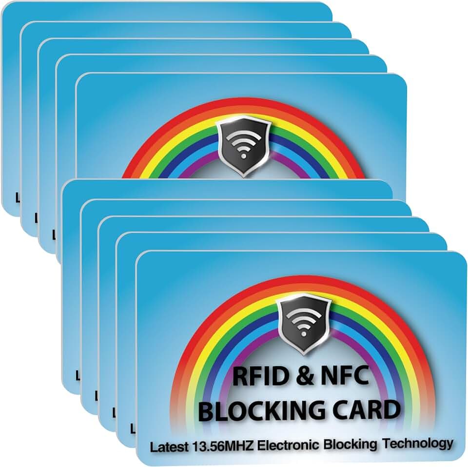 SaiTech IT 10 Pack RFID Blocking Card for Credit Debit ID Card, RainbowBlue