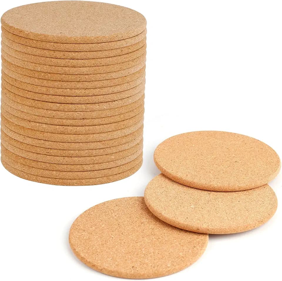 20 Stück Untersetzer aus Kork, rund, Retro, 10cm Untersetzer aus Holz, Vintage, für Getränke, Kaffee, lustig, Naturholz, geeignet für Restaurant zu Hause, Büro