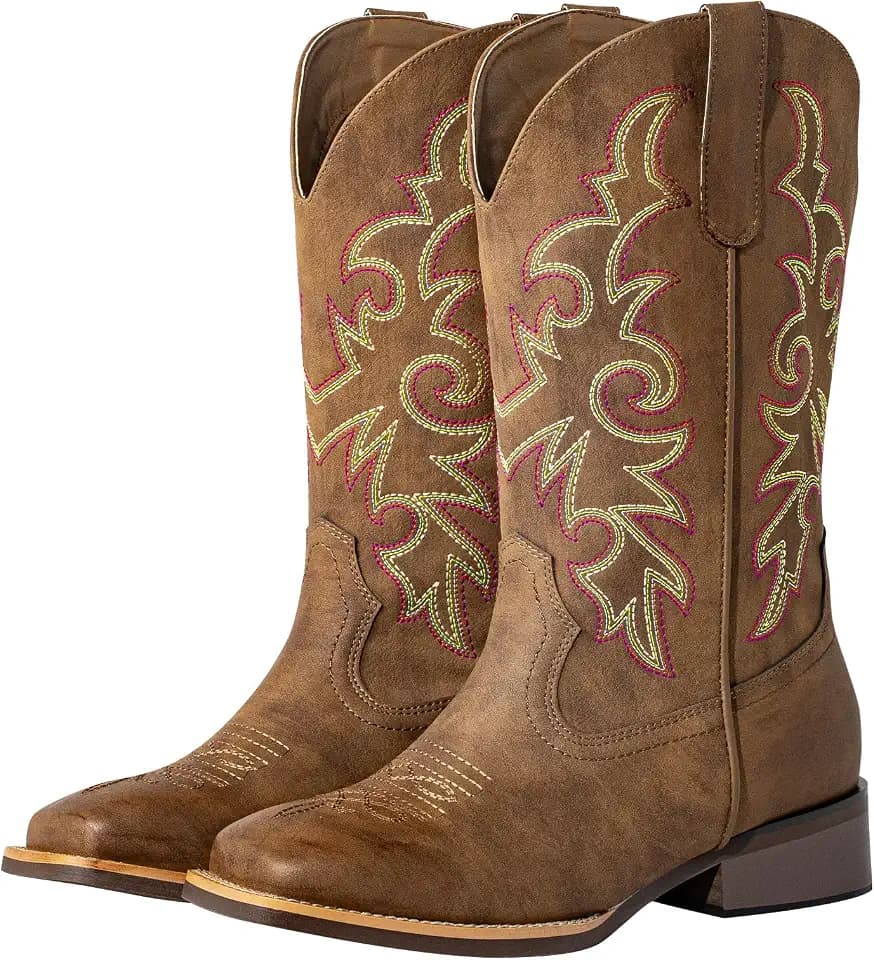 SheSole Women's Extra Wide Calf Cowboy Boots Square Toe