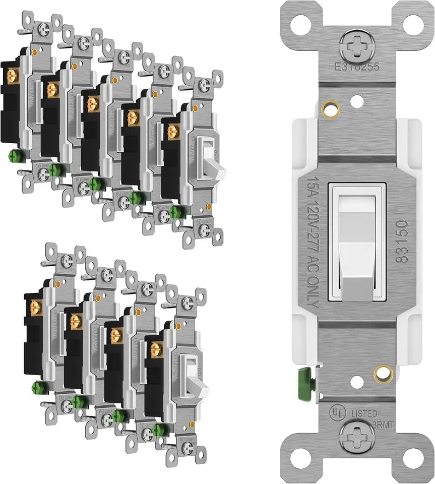 ENERLITES 10 Pack Toggle Light Switch, 3-Way Electrical Wall Switch, White