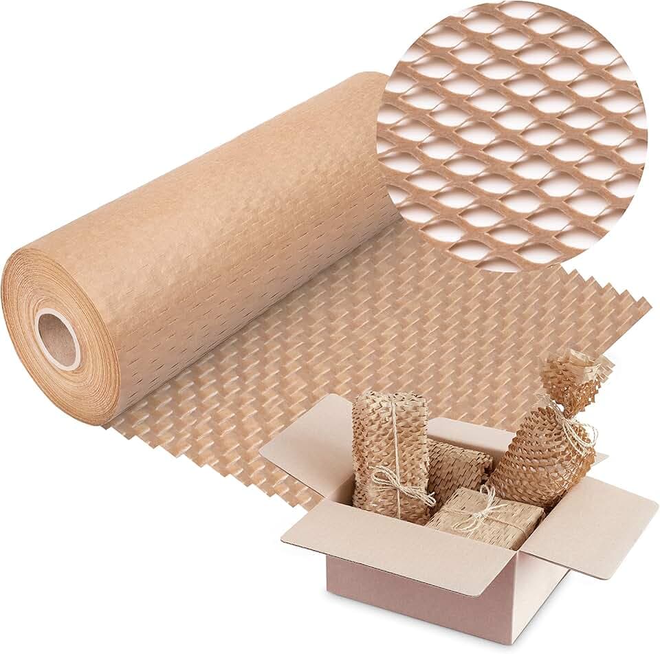 V1 TRADE Verpackungspapier Rolle – Wabenpapier 40 cm x 50 m – 70 g/m²