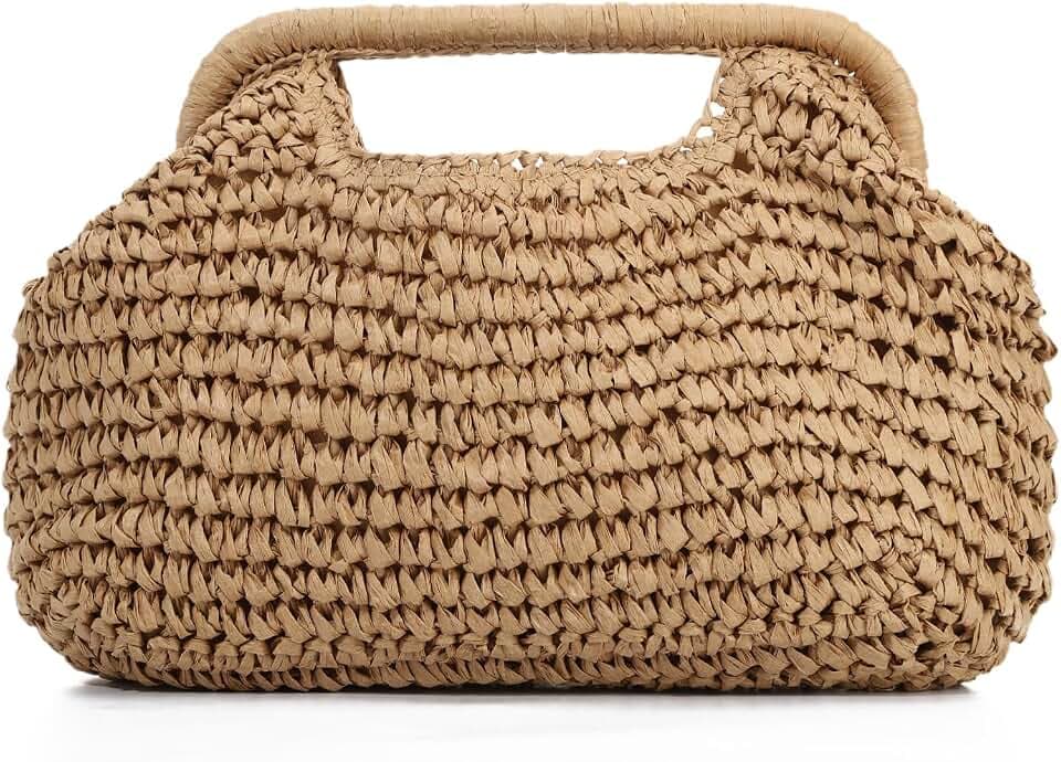 Oweisong Women Straw Clutch Purse and Handbags Summer Beach Dumpling Bag Boho Clutch Woven Wicker Purse